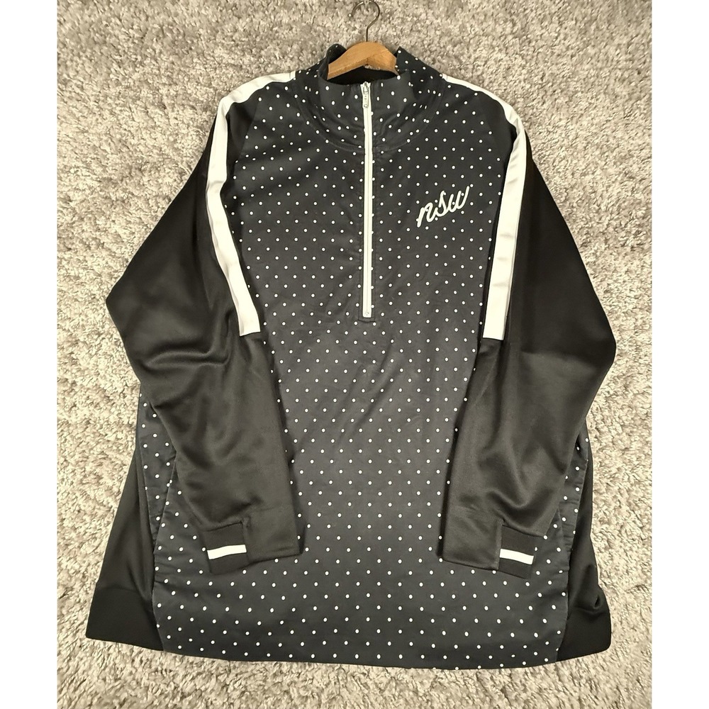 NIKE SPORTSWEAR NSW‎ HALF-ZIP POLKA DOT  TRACK JACKET MEN'S SIZE 2XL BLACK WHITE